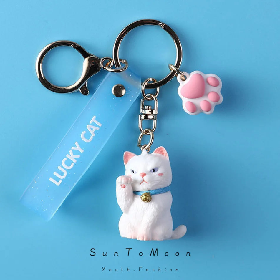 Cute Cat Keychain Creative Cat Claw Keyring Girls Ins Korean Exquisite Key Ring Pendant Bag Accessories Mobile Phone Charm Gift