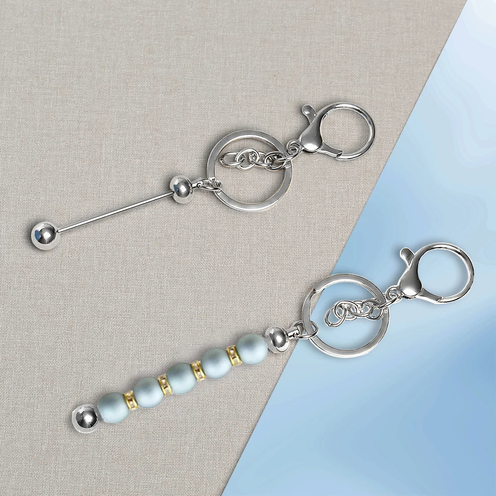 3/5/10/20PCS Metal Beadable Keychain Bars Blanks for Beads Pendant Jewelry Charms DIY Crafts Keychains Making Valentine’s Gift
