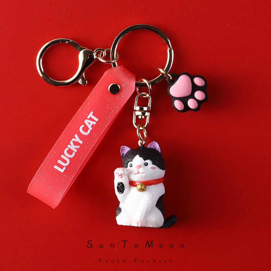 Cute Cat Keychain Creative Cat Claw Keyring Girls Ins Korean Exquisite Key Ring Pendant Bag Accessories Mobile Phone Charm Gift