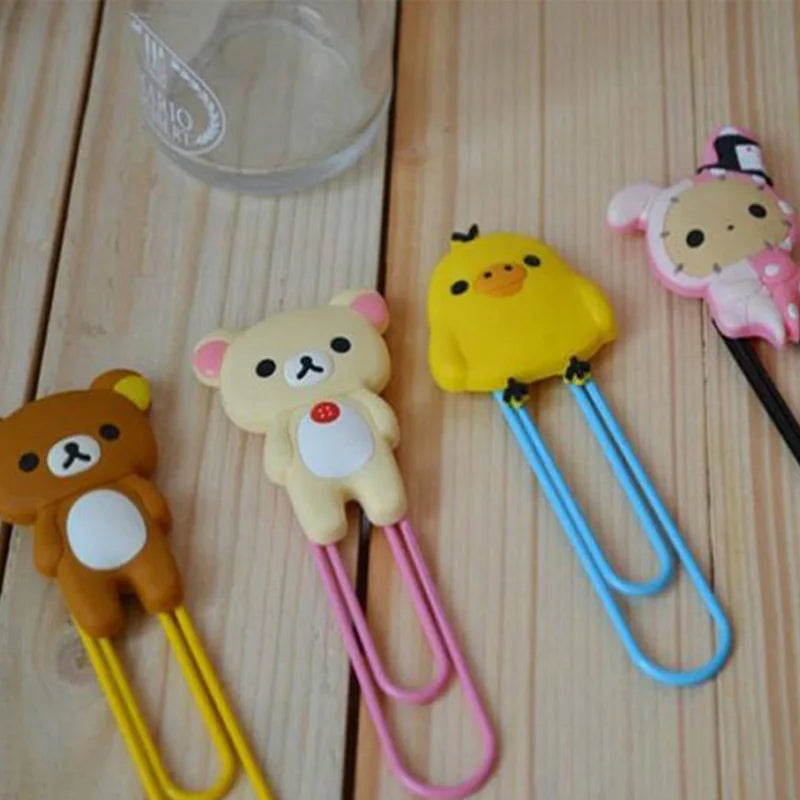 Cartoon PVC Soft Bookmarks Metal Book Clip Large Paper Clips Student Page Bookmark Clip