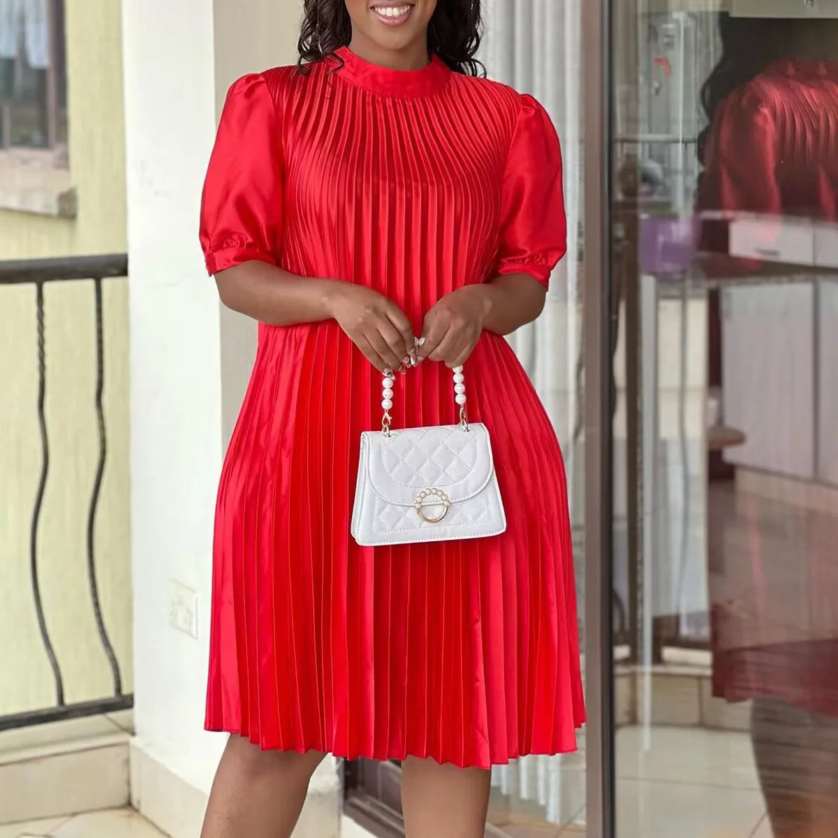 FairyShely Solid 2025 Short Sleeve Plus Size Dress Women Large Big Loose Folds Dresses Lady Summer Party Tight Curvy Dress