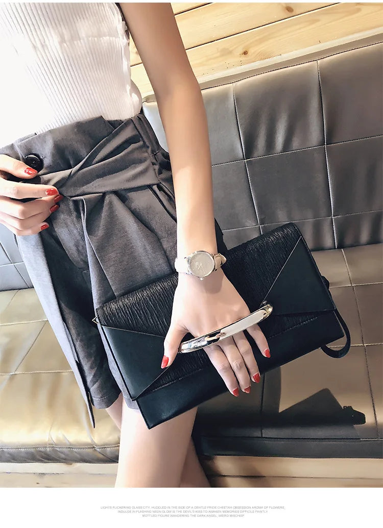 Damen Clutch PU All-Match Envelope Mini Tasche mit Riemen