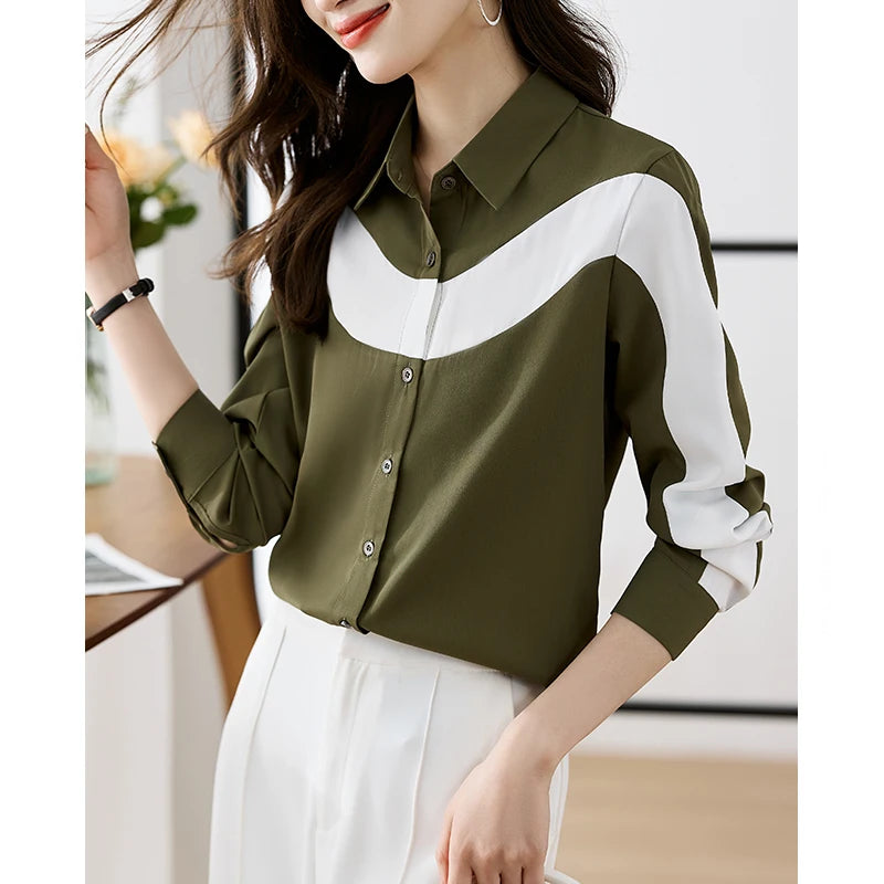 Women's Shirt Long Sleeve Fashion Woman Blouse 2024 Casual Female Chiffon Shirts and Blouse Basic Ladies Tops OL Women Clothing