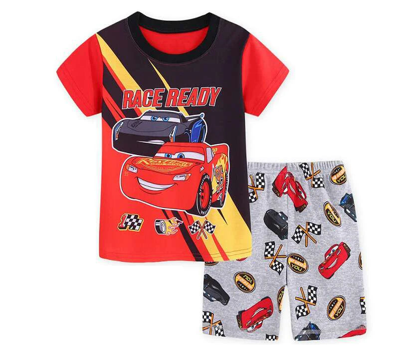 Neue Sommer Kinder Pyjamas Kinder Nachtwäsche Baby Set Jungen Mädchen Autos kurzarm Pijamas Baumwolle Nachtwäsche Kleidung Pyjamas Sets