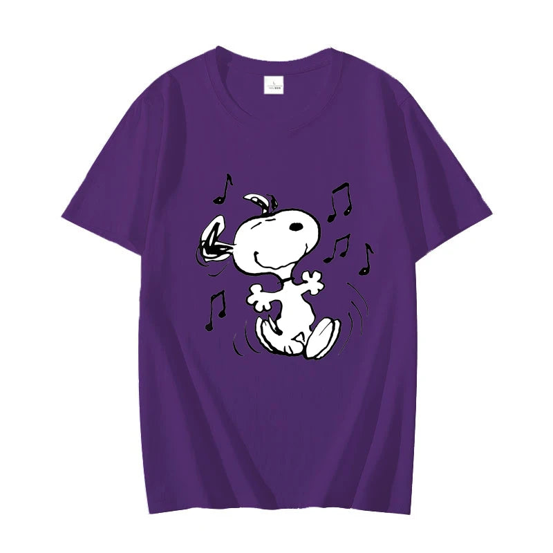 Snoopy!!! the Musical Men T-shirt Summer Short Sleeve Women Tee Shirts 100% Cotton 2025 New Fashion Couple Clothes Tops
