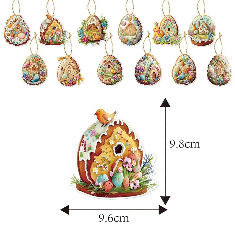 12pcs Door Hanging Easter Egg Easter Egg Pendant Set for Festive Decorations Home Atmosphere Props Fine Workmanship Reusable