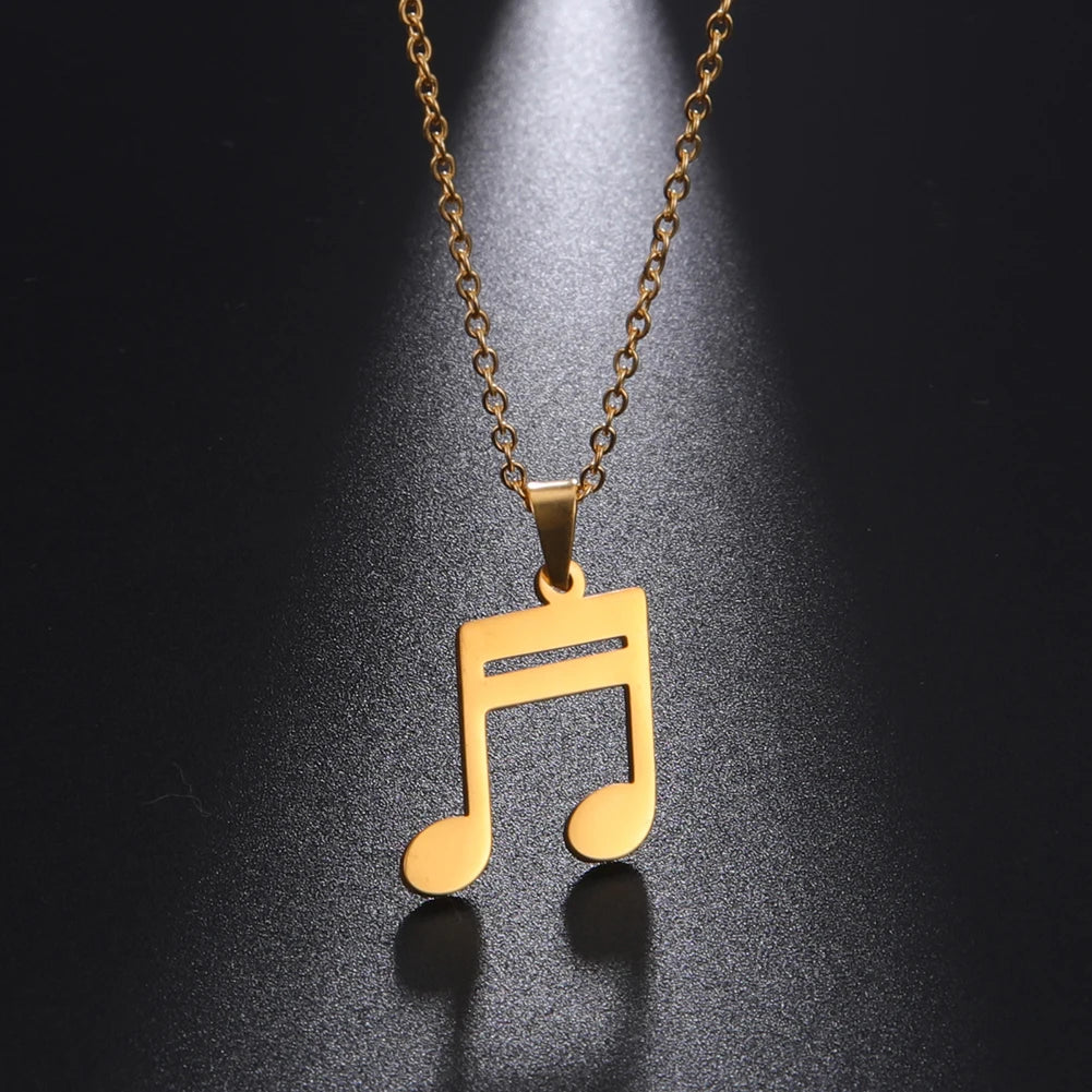 Music Necklace Score Note Treble Chain Musical Symbol G Clef Valentines Day Gift For Woman Men Kid Child Stainless Steel Jewelry