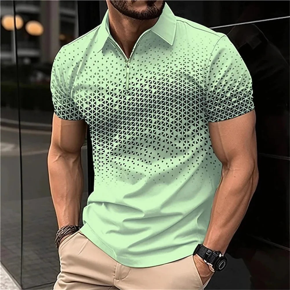 Summer T Shirts for Men Short Sleeve Men's Clothing Collar 3D Printing mon