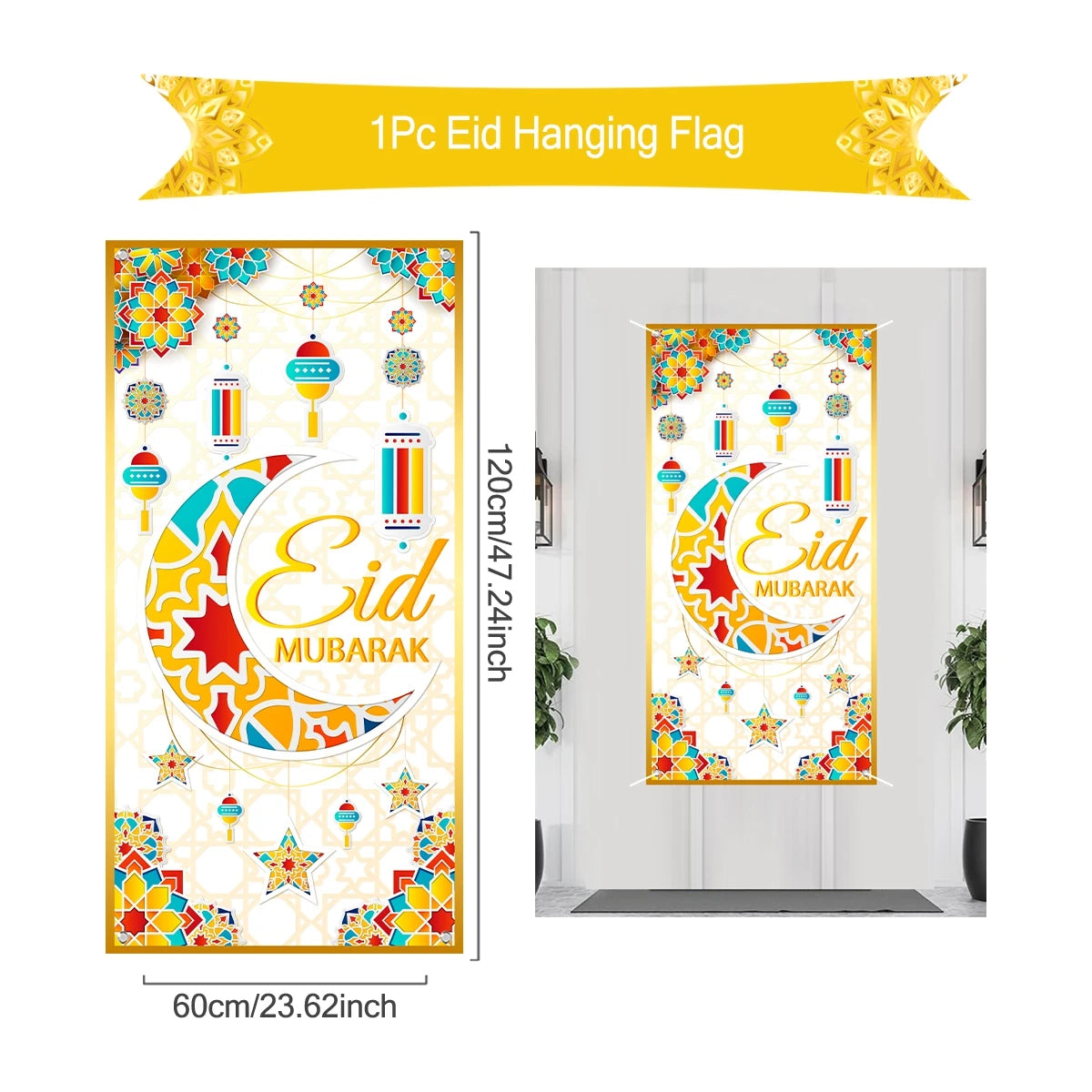 Ramadan Hanging Flag Ramadan Kareem Decoration For Home 2025 Aid EID Mubarak Muslim Islamic Festival Eid Al-fitr Party Supplies