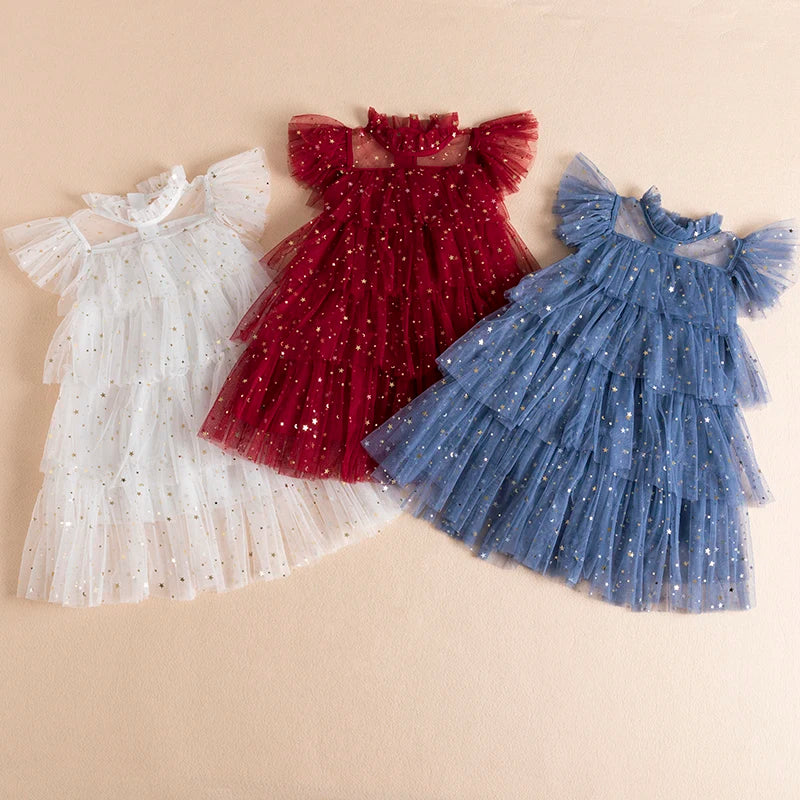 Toddler Girls Clothing Summer Sleeveless Floral Mesh Tutu Dress Baby Girl Casual Clothes Party Princess Dress Flower Girls Dress