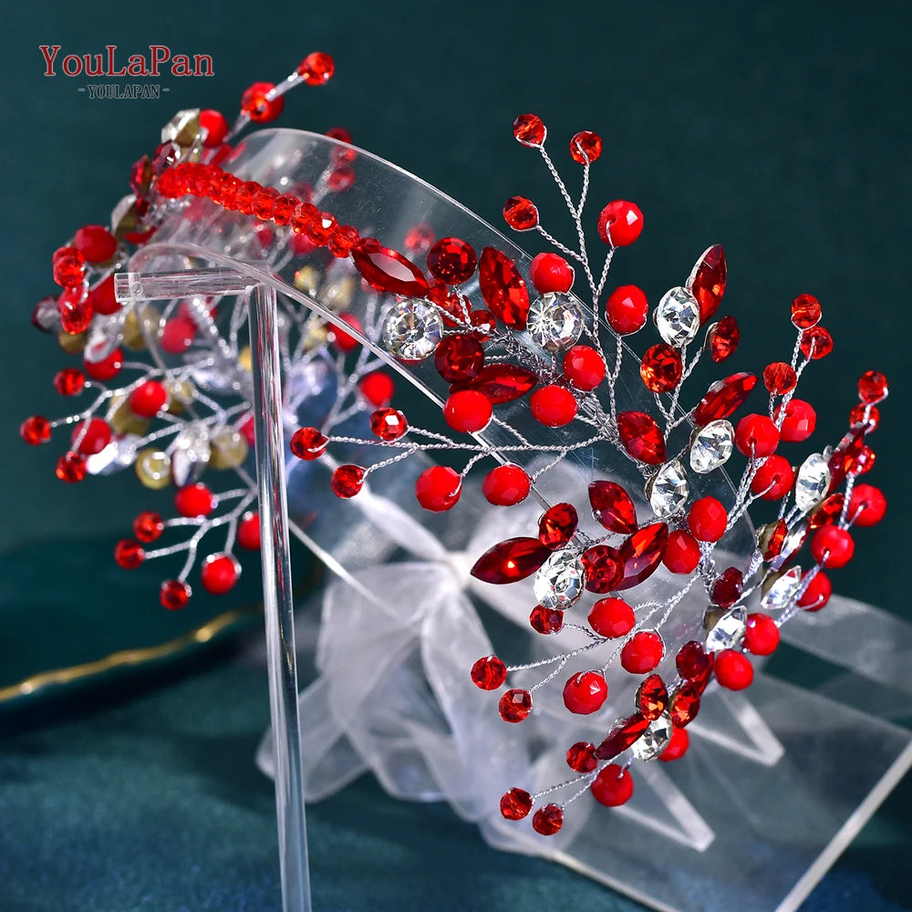 Youlapan Bridal Wedding Hair Bands 3 Color Women HeadBand Tiara Handmade Pearl Crystal Bridesmaid Hair Jewelry Accessories HP804