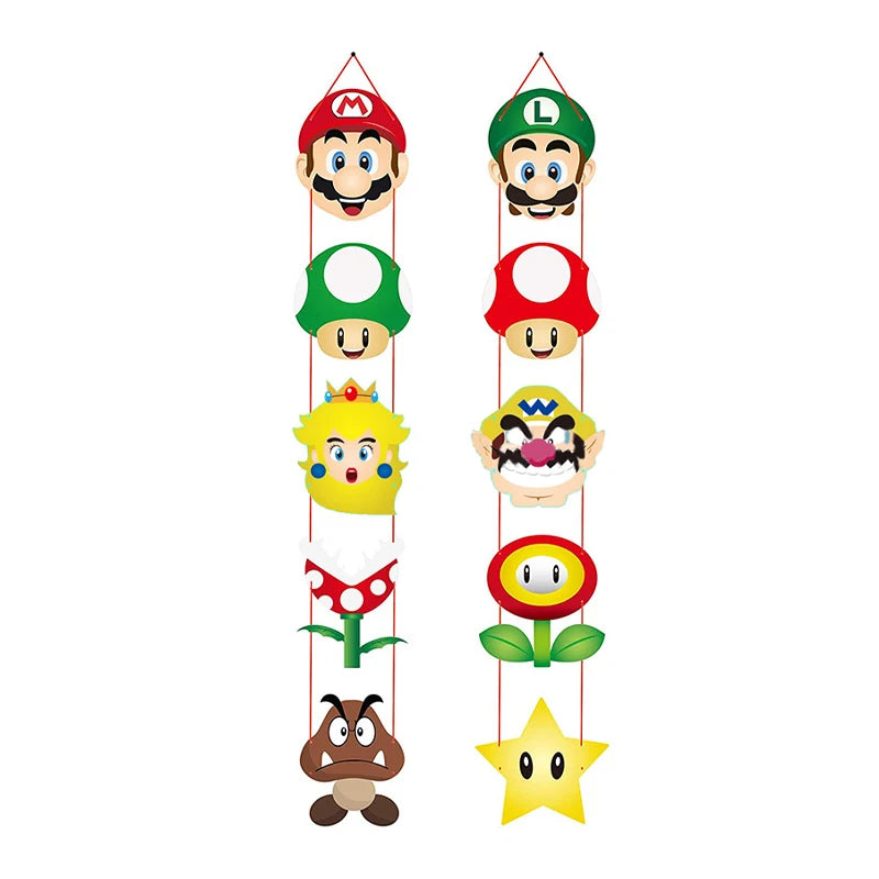 1 Pair Super Mario Bros Door Hanging Anime Party Wall Decorations Door Accessories Theme Party Kids Birthday Supplies Gifts