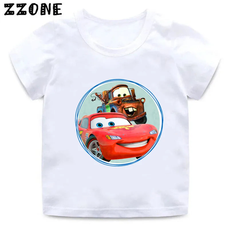 Hot Sale Car Pixar Lightning McQueen Print Cartoon Kids T-Shirts Girls Clothes Baby Boys T shirt Summer Children Tops,ooo5534