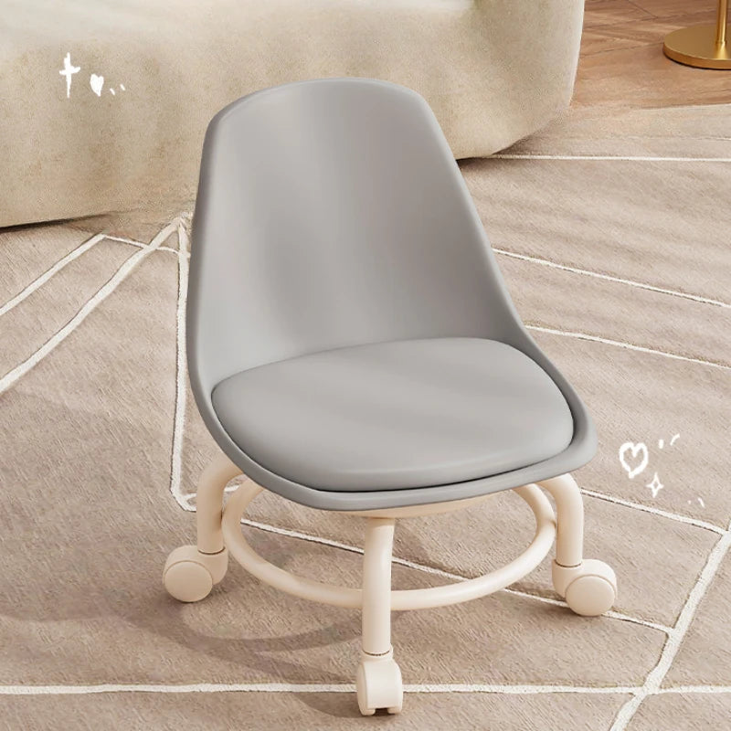 Kids Chair Solid Color Pulley Rotating Stool Wheeled Home Mobile Soft Low Footstool home improvement