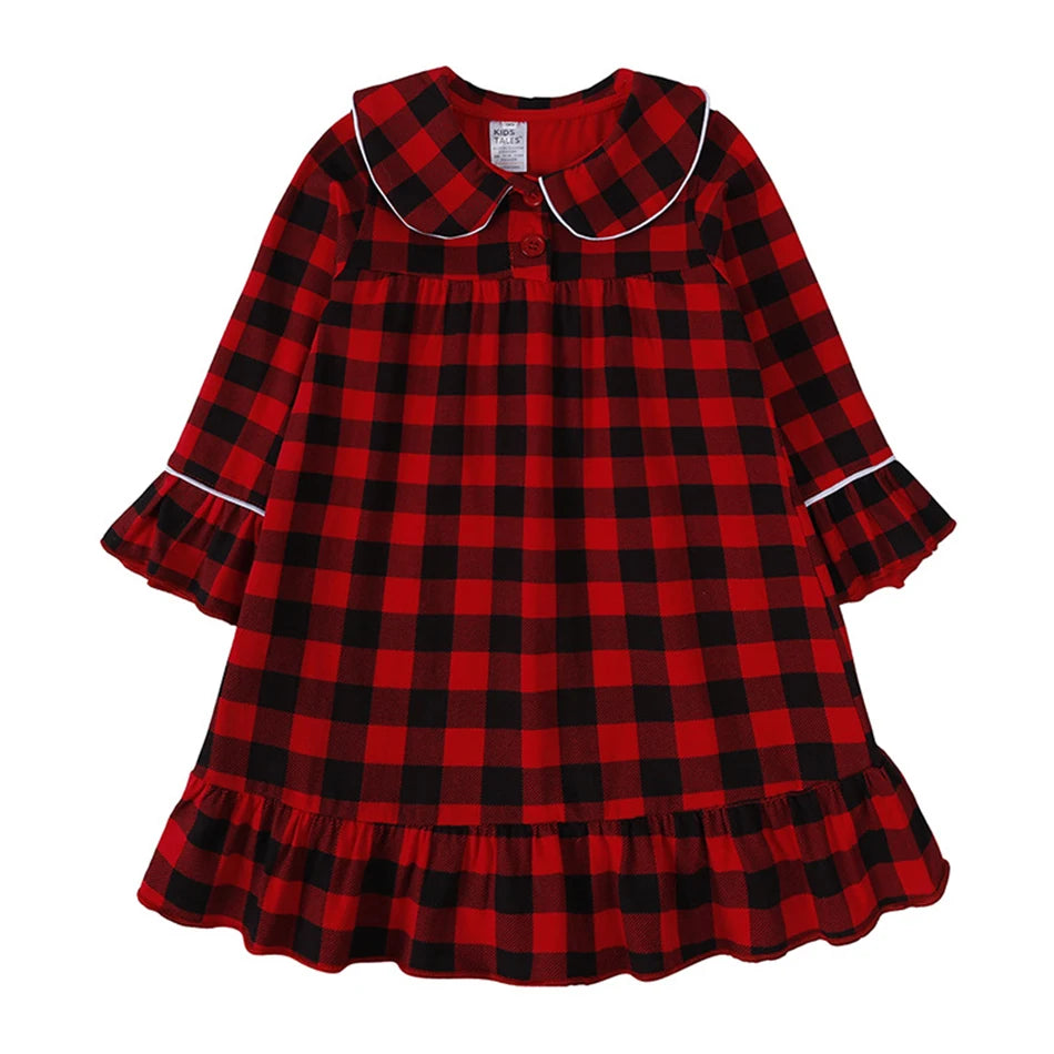 Weihnachts-Loungewear für Kleinkinder, rot/schwarz kariert, langärmelig, lässiger Pyjama für Babys, Jungen und Mädchen, weiche, warme Nachtwäsche