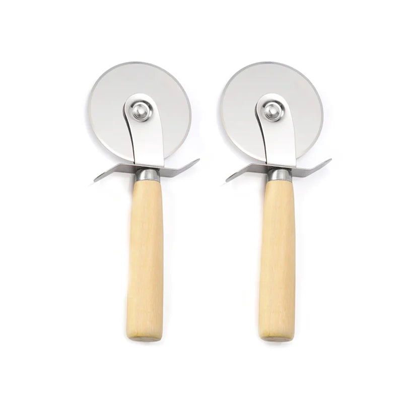 Stainless steel pizza cutter Wooden handle pastry pasta dough cutter Cutting Wheel Slicer Baking tools Kitchen tool