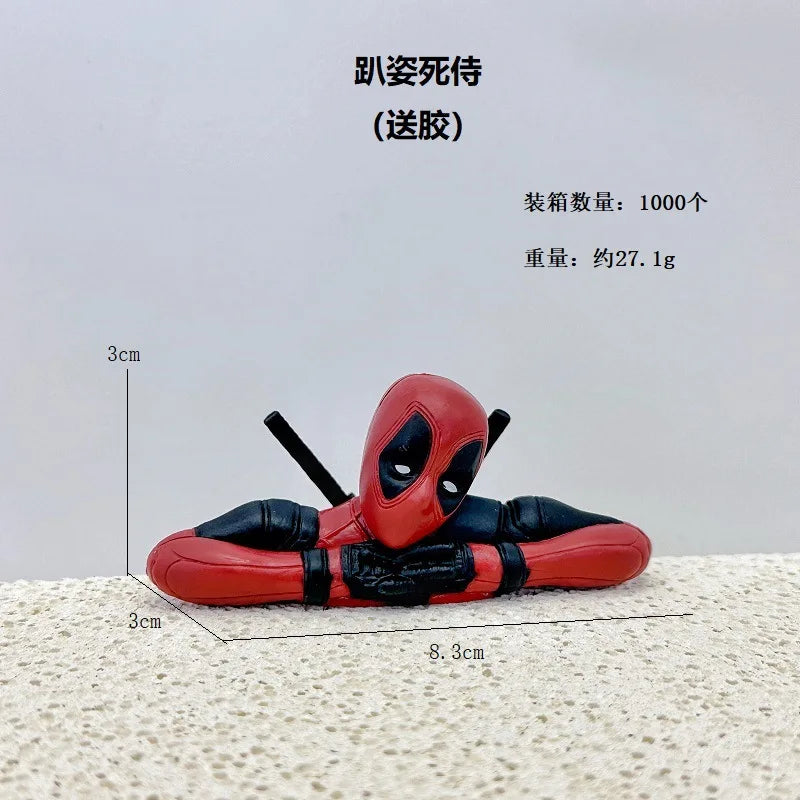 The Avengers Deadpool Sitting Posture Lying Posture Sleeping Posture Handmade Model Desktop Computer Car Decoration Kid Toy Gift