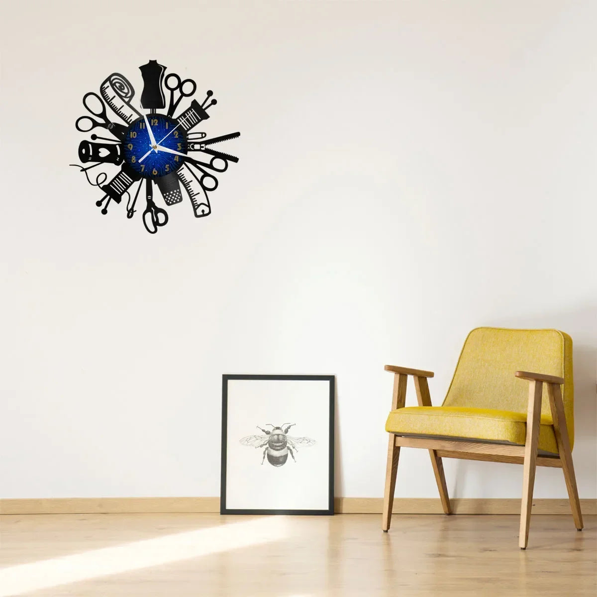 Sewing Machine Quilting Tools Vinyl Record Wall Clock Tailor Seamstress Sign Modern Hanging Decor Timepiece Led Watch Light
