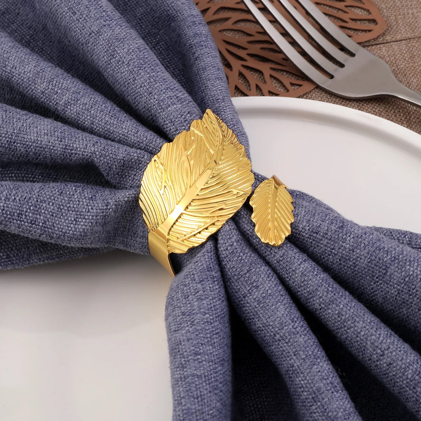 Alloy Leaf Napkin Ring Golden Leaves Napkin Buckles Wedding Party Banquet Table Decoration,12PCS/SET