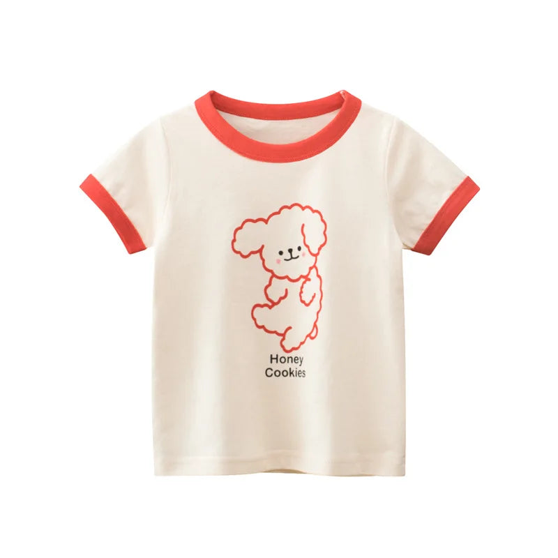 2024 sommer 2-8 Jahre Kinder Mädchen Shorts Ärmel T-shirts Gedruckt Kleines Mädchen Top Baby Mädchen T Shirts Kinder kleinkind Mädchen Kleidung