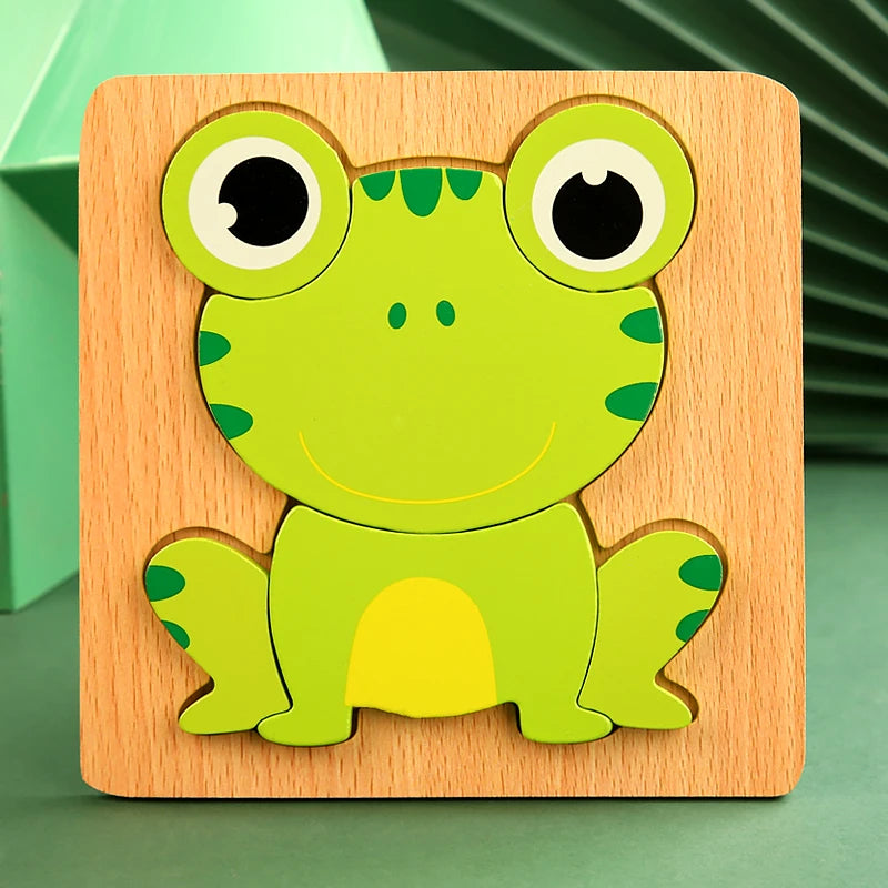 High Quality 3D Wooden Puzzle Baby Cartoon Animal Traffic Jigsaw Early Learning Cognition Game Puzzle Toys for Children
