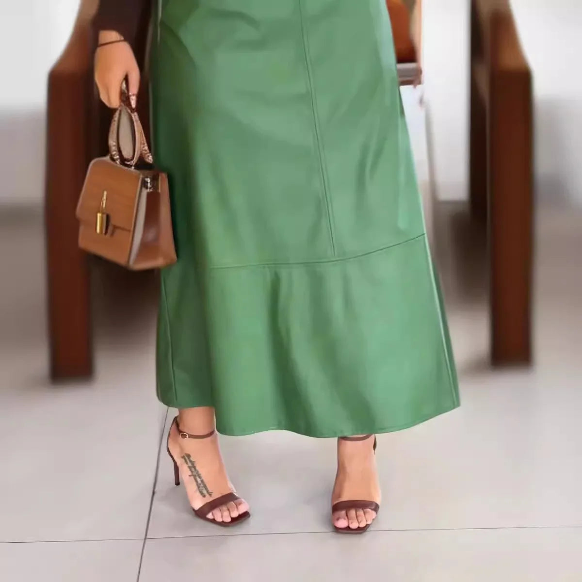 2024 Summer Two Piece Set Woman Fashion Versatile Sleeveless Elegant Shirt High Waist Half Body Leather Skirt Suits for Female