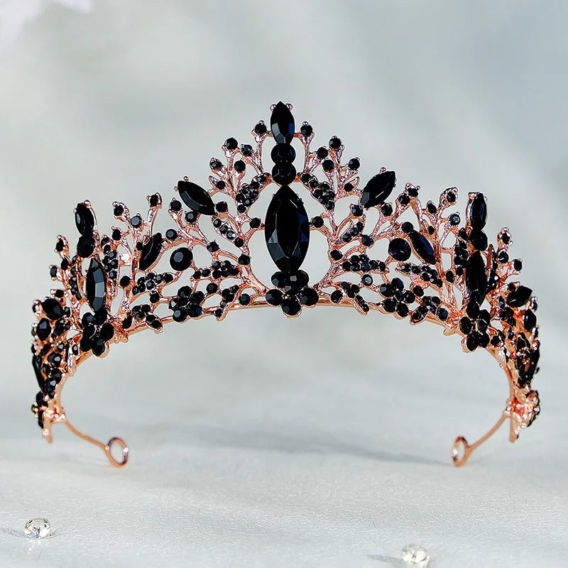 Elegant Rhinestone Bridal Crown Hair Jewelry Pink Crystal Crown Diadem Hair Accessories Headpieces Head Jewelry Wedding Tiara