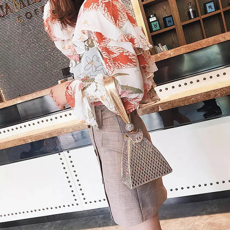 Gold Silver Evening Bags for Women Diamonds Fashion Triangle Mini Handbags 2021 new arrival Ladies Party Clutch Purse B395