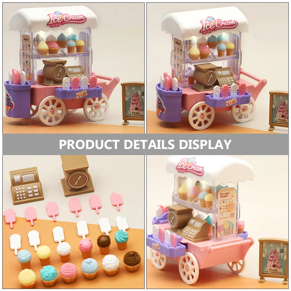 Pretend Play Plaything Ice Cream Dessert Household Truck Kit Plastic Accessories Small Compact Toddler Cart