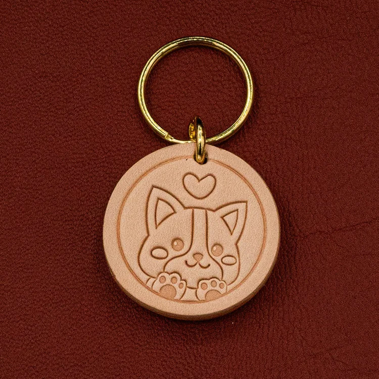 Corgi Cute Keychain Leather Cowhide Key Chain Pendant Pet Dog Shiba Inu Bag Charm Key Ring Gift for Girl Besties Accessories