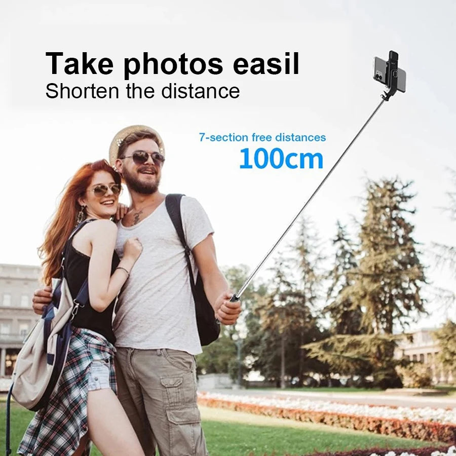 مثبت ثلاثي القوائم L02s لاسلكي محمول بتقنية البلوتوث مع عصا سيلفي للهاتف المحمول مع مصراع إضاءة كامل لهاتف Iphone