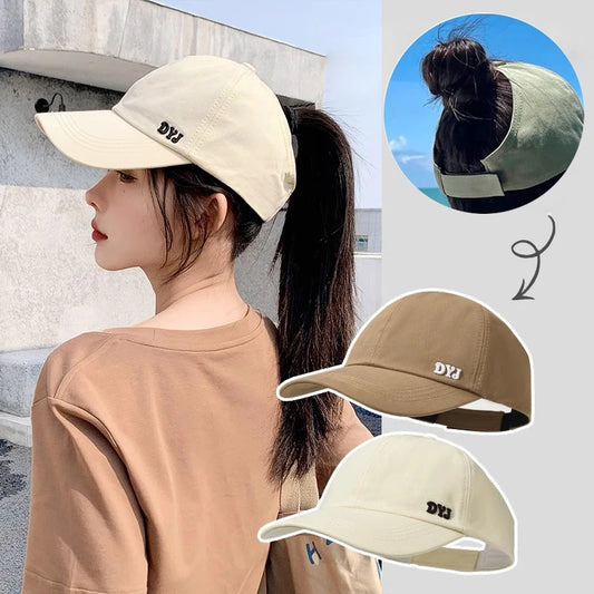 Summer Long Brim Sunhat Women Sun Hats Foldable Adjustable Outdoor Beach Bucket Hat UV Protection Visors Fisherman Ponytail Caps