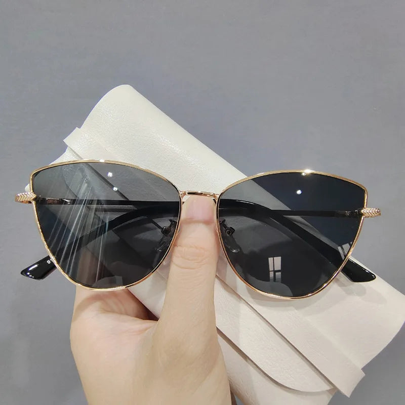 Fashion Cat Eye Women Sunglasses Retro Brand Designer Black Lens Shades UV400 Luxury Sun Glasses Female