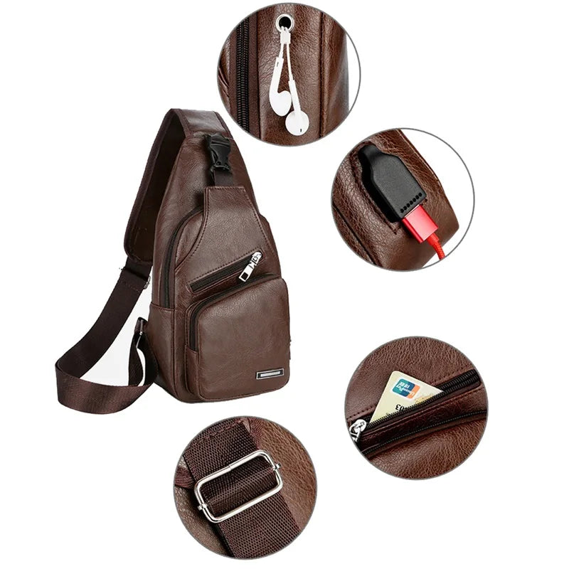 Men's Crossbody Bags Men's USB Chest Bag Designer Messenger bag Leather Shoulder Bags Diagonal Package 2023 new Back Pack Travel