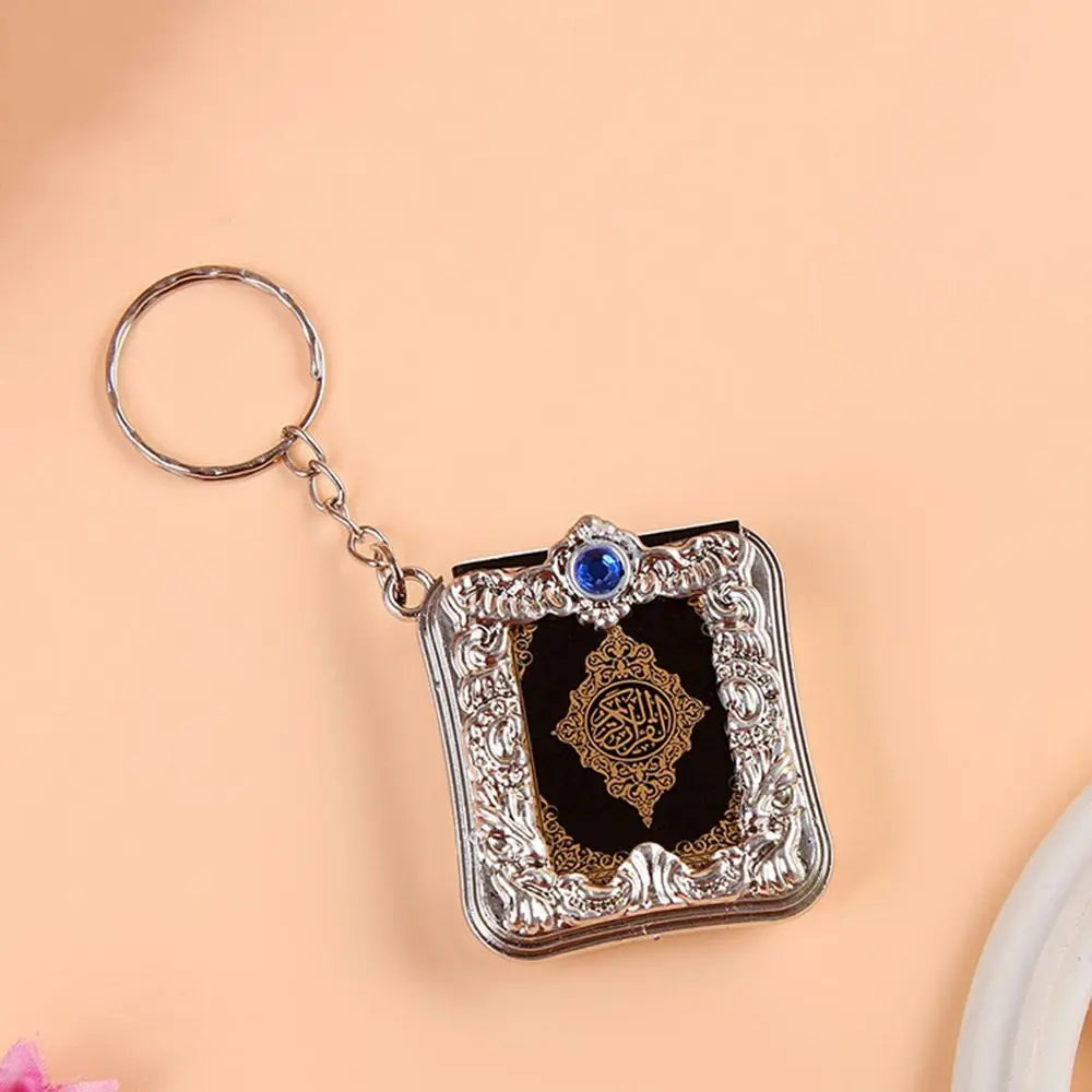 1Pcs New Muslim Keychain Resin Islamic Mini Ark Quran Book Real Paper Can Read Pendant Key Ring Key Chain Religious Jewelry