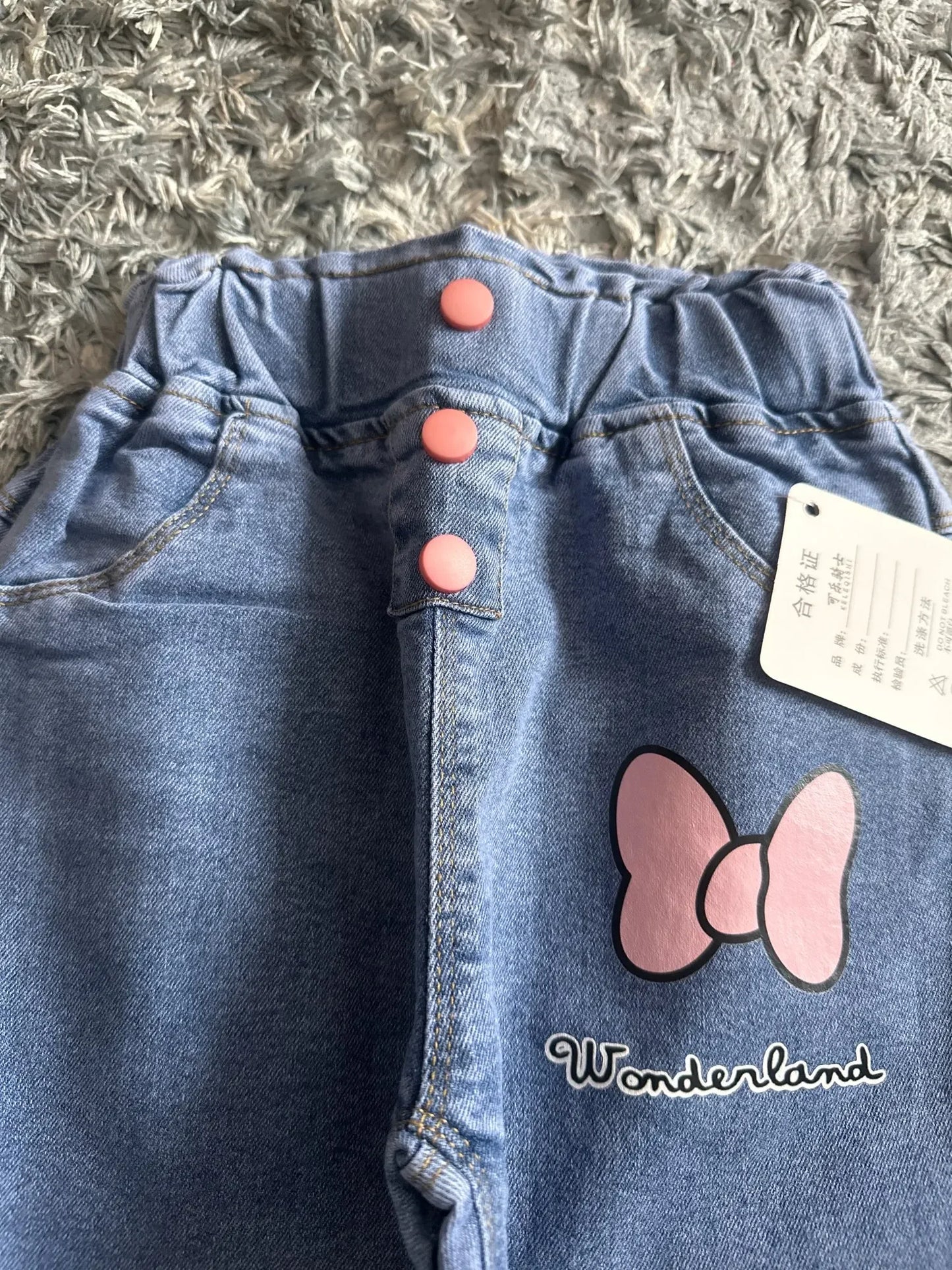 Kinder Baby Mädchen Freizeitkleidung Jeans Rosa Schleife Hose Kleinkind Säugling Denim Kleidung Hosen Kinder Unterteile 1 2 3 4 5 6 Jahre