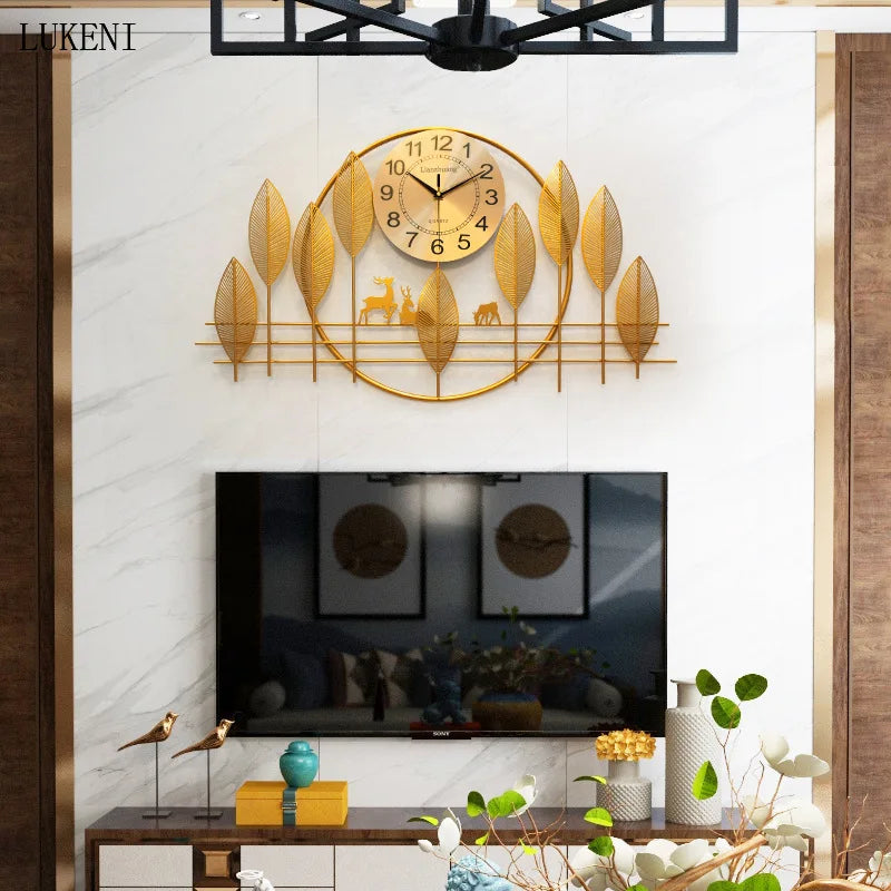 New Chinese Creative Wall Clock Living Room Home Light Luxury Restaurant Entrance Wall Decoration Wall Watch Silent Quartz Clock