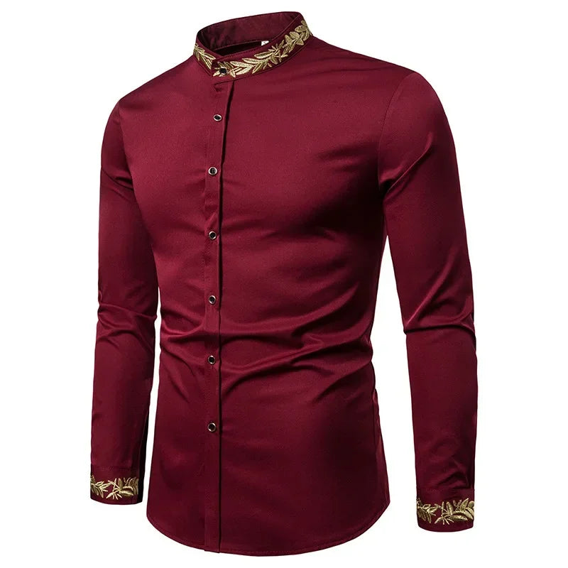 Men's Summer Casual Long Sleeve Shirts Slim Fit Turn Down Collar Shirts Formal Office Business Shirts for Men Tops Big Size mon