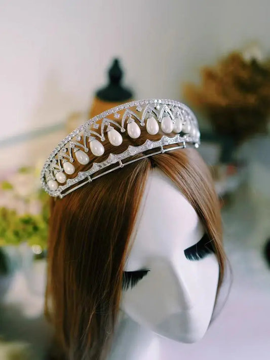 Bridal Round Tiaras and Crown Crystal Wedding Headpiece Vintage Royal Queen Women Pageant Prom Rhinestone Hair Jewelry Accessory