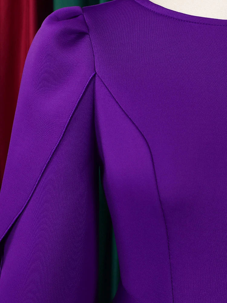 FairyShely 2025 Spring Long Sleeve Plus Size Long Dress Women Solid Large Big Dresses Lady Slim Fit Party Tight Curvy Dress