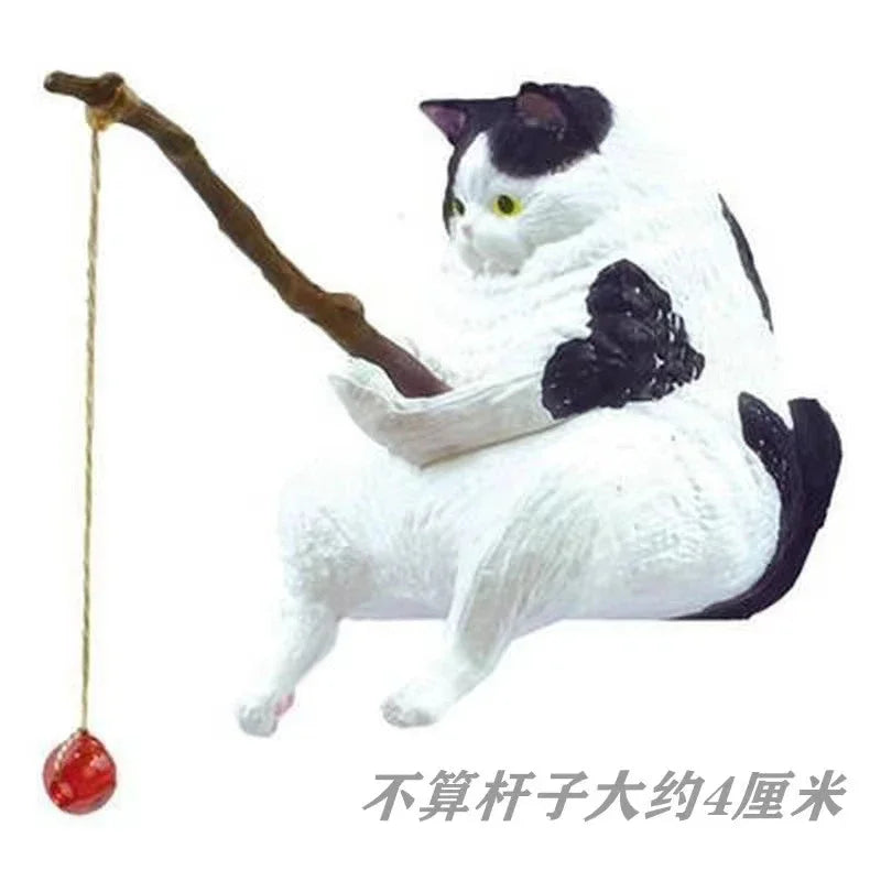 YELL Fish Tank Fishing Cat Hanging Creative Ornament Fishing Mini Decoration Micro Landscape Gachapon Toy Doll Gashapon Figures