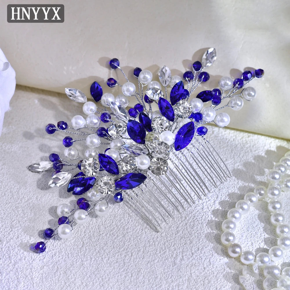 HNYYX Colorful Hair Comb Fashion Crystal Fancy Headdresses Hair Clips Women Bride Hair Accessories Wedding Headpiece A286