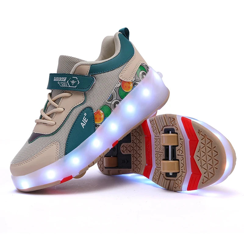 Roller Skate Shoes 4 Wheels Sneakers Children Boys Gift Girls Fashion Sports Casual Led Flashing Light Kids Toys Boots