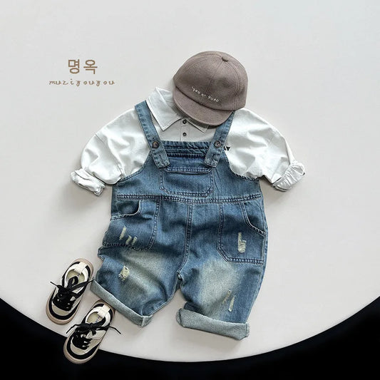 Spring Autumn Children Polo Shirts 1-8Y Boys Cotton Print Button Daily Long Sleeve Tops Korean Toddler Wear Kids Clothing New