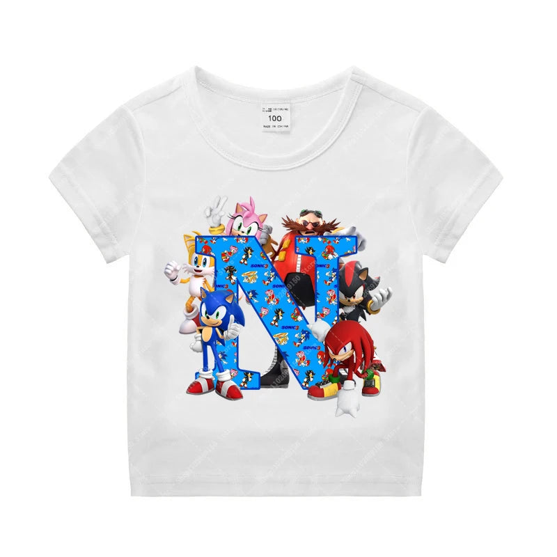 Sonics Kinder Sommer Baumwolle T-shirt Jungen Kurzarm Tops Anime Gedruckt Kleidung Kinder Cartoon Nette T-shirt Kleidung Weihnachten Geschenke 2025