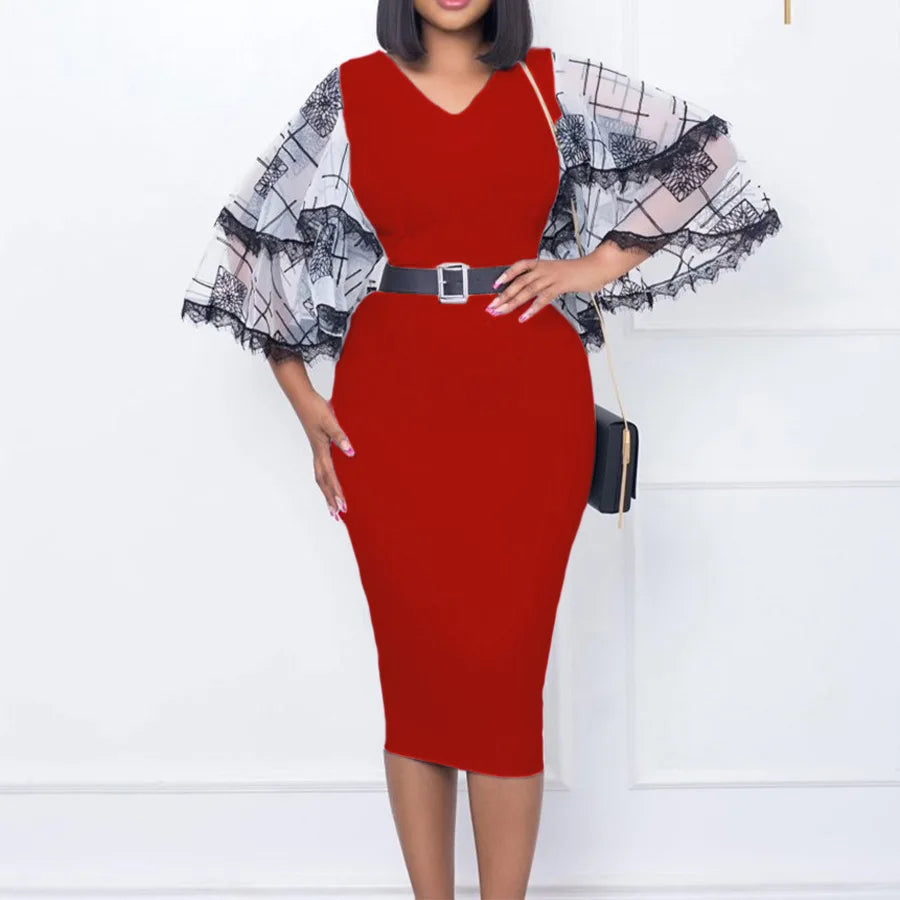 FairyShely 2025 Mesh Short Sleeve Patchwork Plus Size Dress Women Large Bodycon Big Dresses Summer Lady Party Tight Curvy Dress