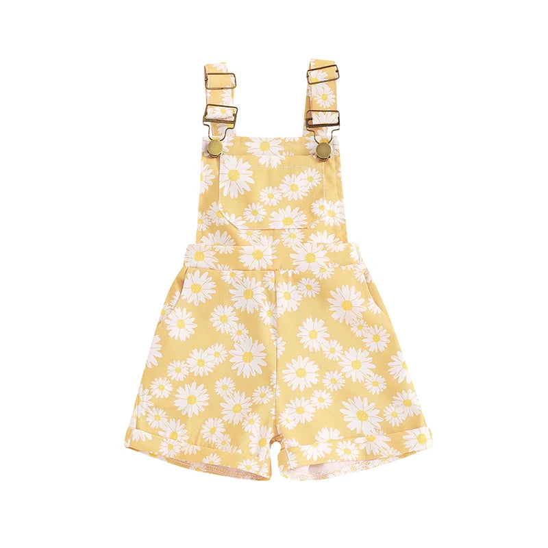 Adorable Baby Girl Floral Romper Sleeveless Jumpsuit Overall Shorts for Summer Toddler Casual Outfit Cute Clothes