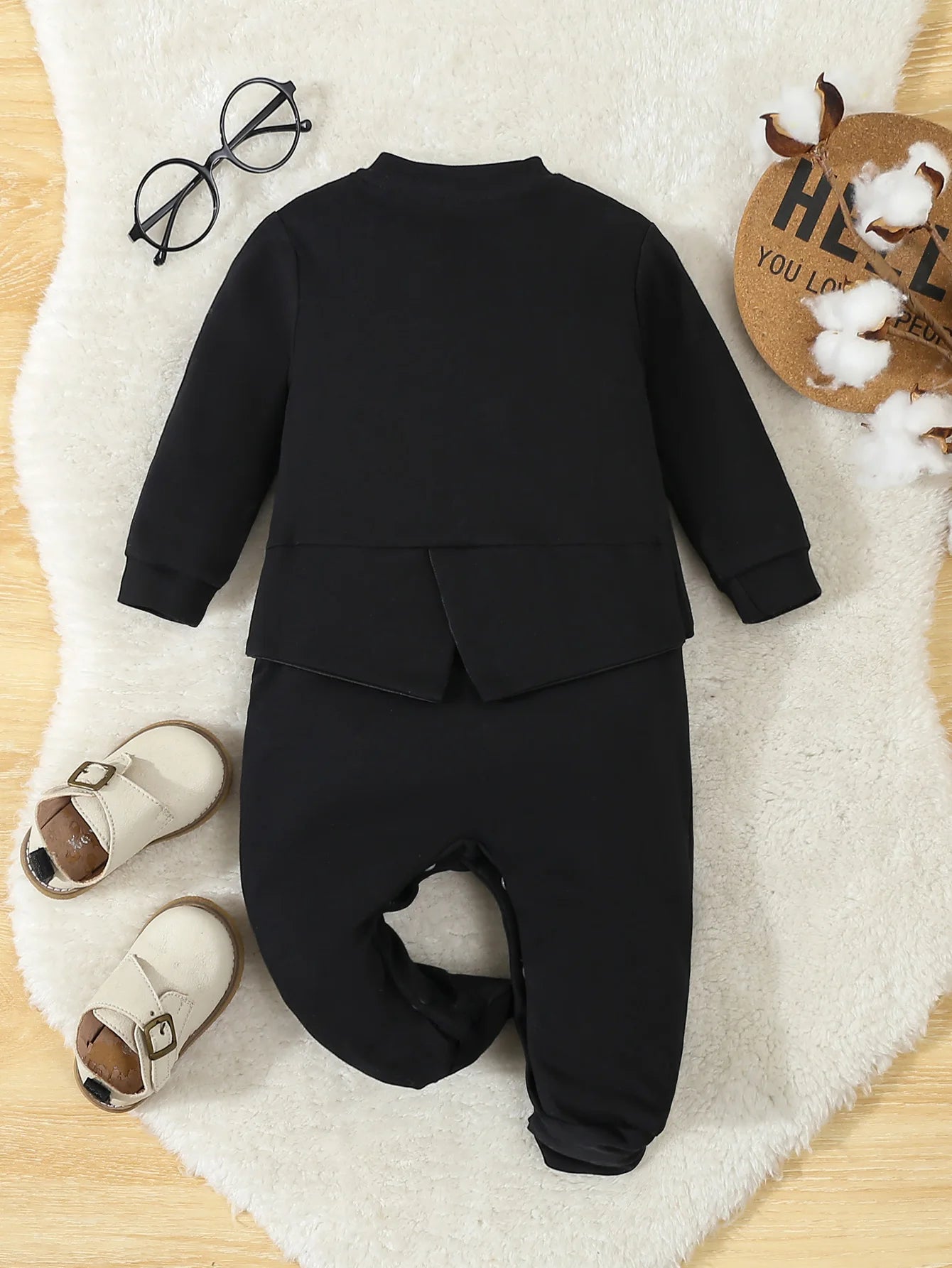 Herbst Säuglingsbaby-Strampler aus Baumwolle Gentleman-Füßling Prinzenkostüm Säuglingsoveralls Jungen formelle Kleidung für 0-12 Monate
