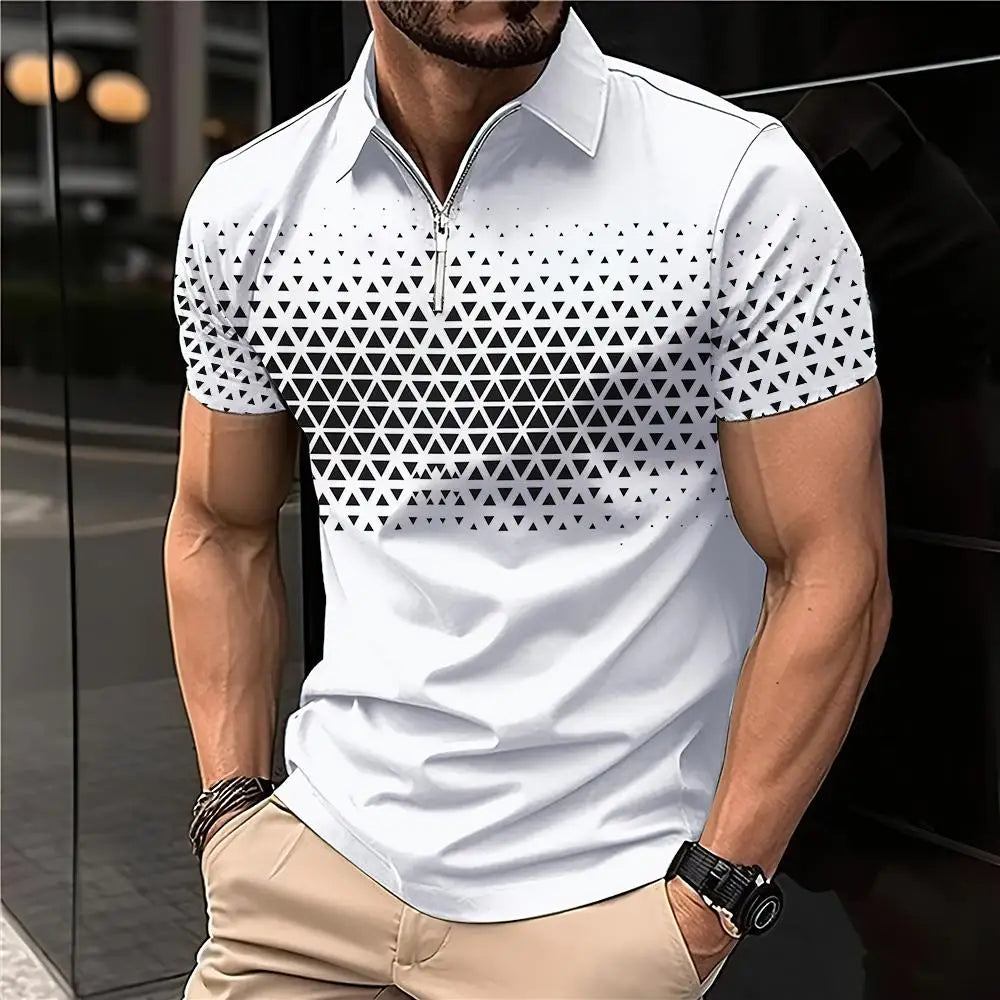 Summer T Shirts for Men Short Sleeve Men's Clothing Collar 3D Printing mon
