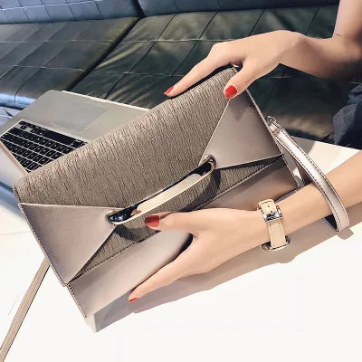 Damen Clutch PU All-Match Envelope Mini Tasche mit Riemen